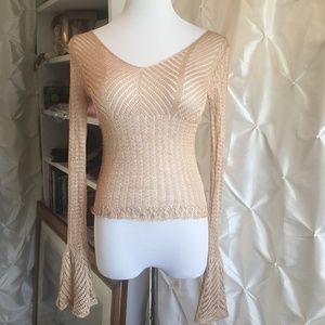 Arden B. Shimmering Nude Viscose Knit Top